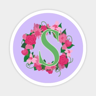 Monogram S, Personalized Floral Initial Magnet